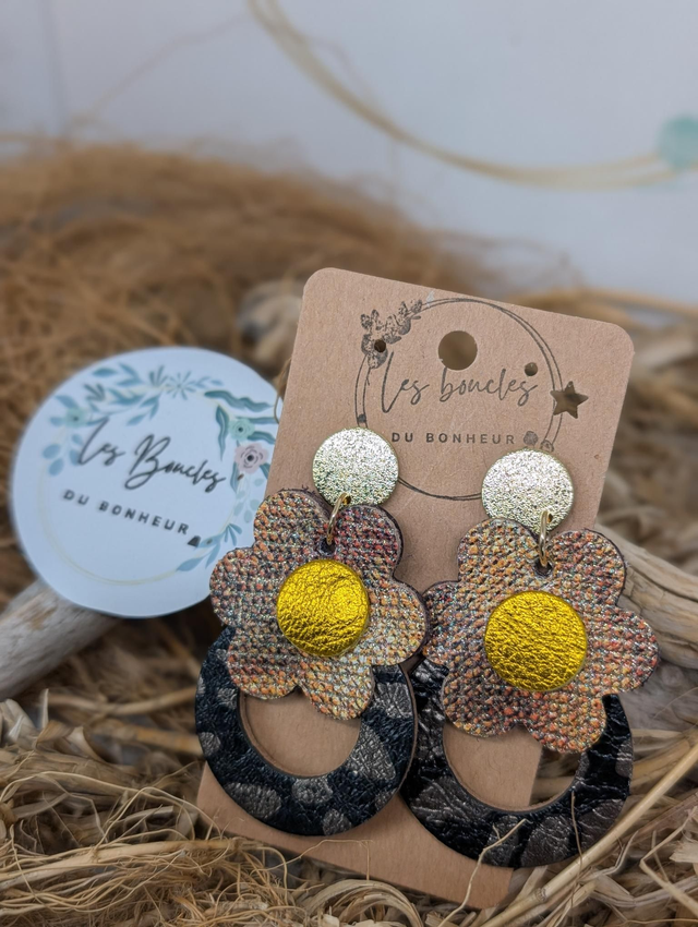 Boucles d'oreilles fleur rétro cuivré bronze mo627