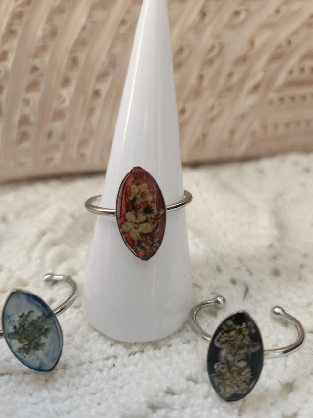 Bague ovale rose argent