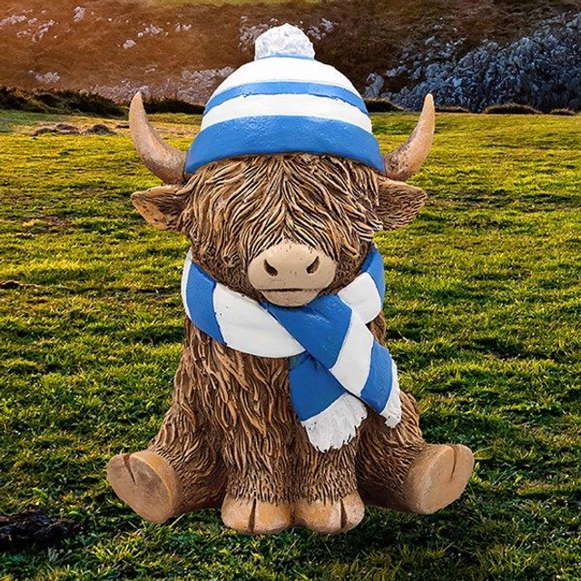 Highland Cow Hat Scarf Blue