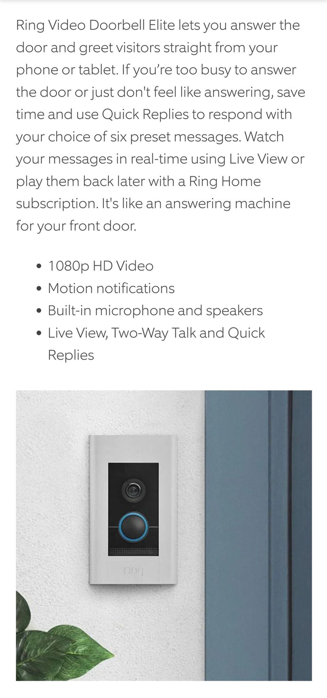 Ring Video Doorbell Elite