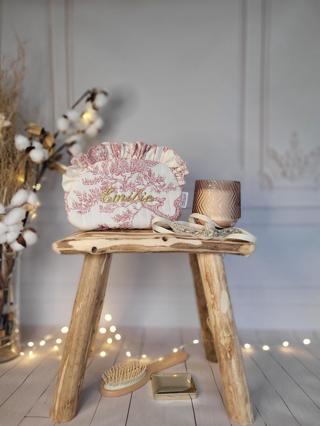 Trousse toile de jouy et fronces 