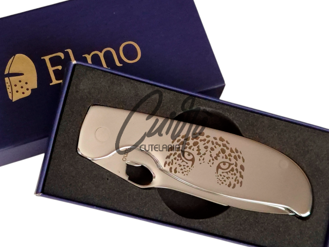 Canivete Elmo Aço Inox Clip De Bolso Gravação Onça-pintada