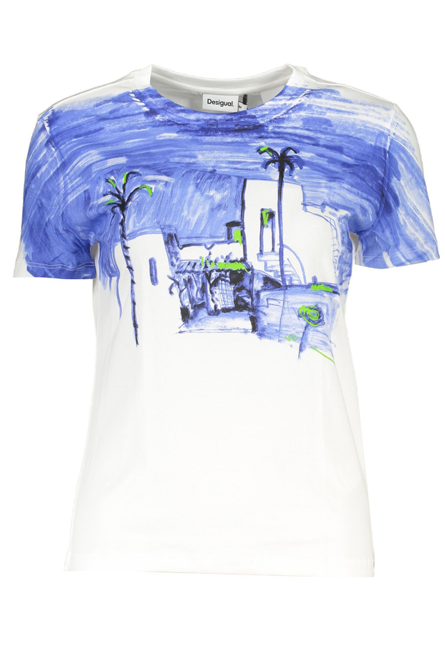 DESIGUAL T-SHIRT MANICHE CORTE DONNA BIANCO