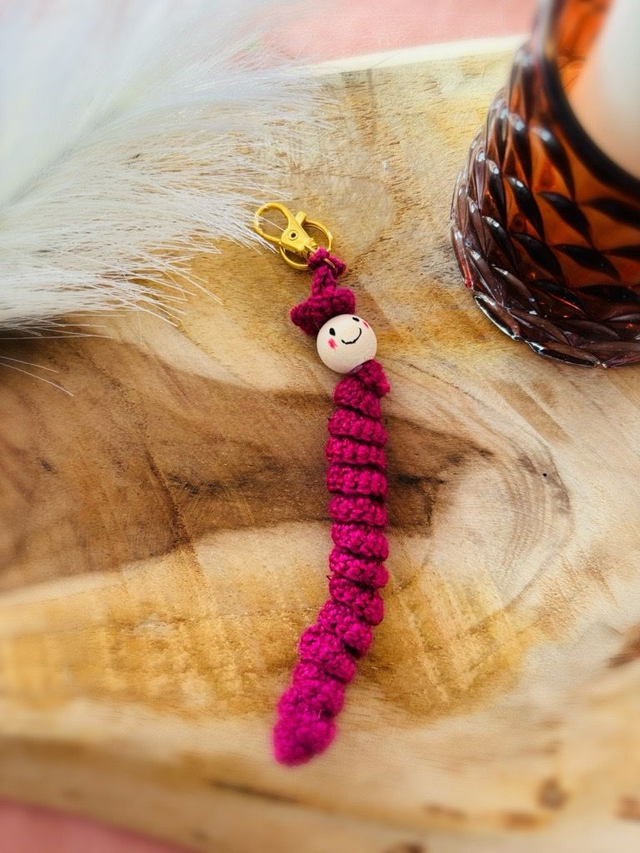 Porte-clé - CHENILLE FRAMBOISE