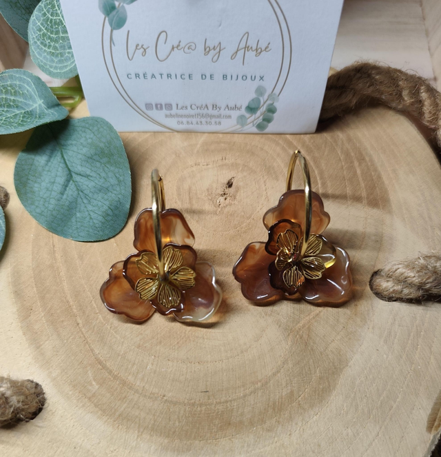 BO CHIC CREOLES GOLD/ FLEUR AMBRE 0001355