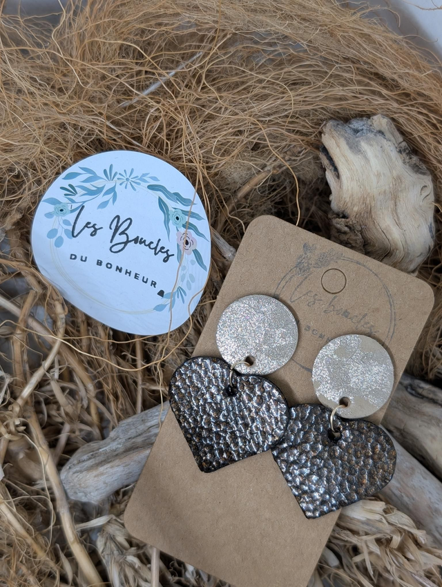 Boucles d&#039;oreilles Coeur ❤️  bronze marron c2045