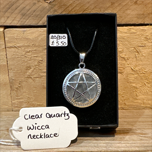 Clear Quartz Wicca Necklace on Cord 