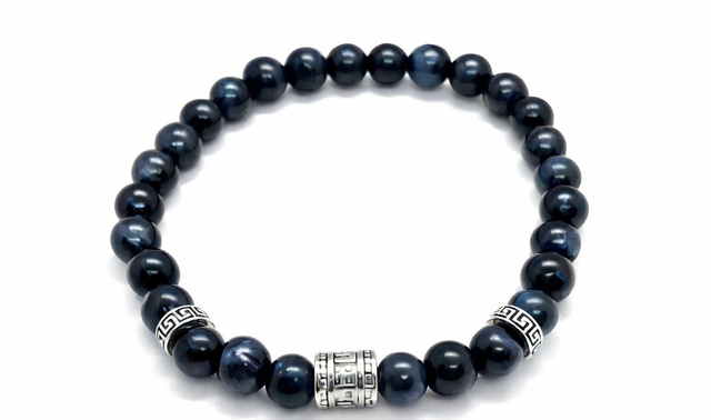 Bracelet Œil de faucon bleu 6 mm