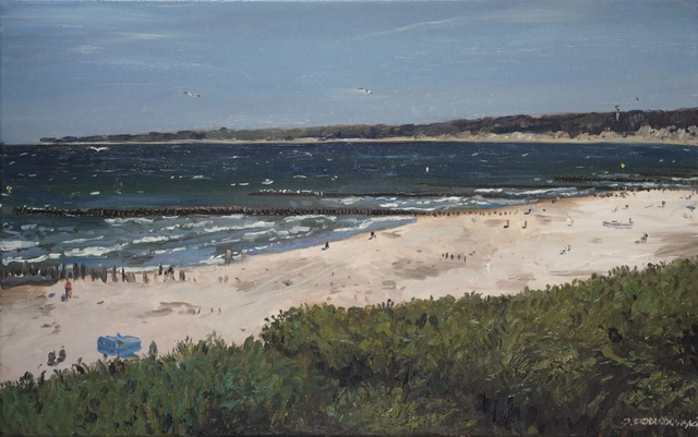 Ustka 40x60 olej płótno 2023 oprawiony