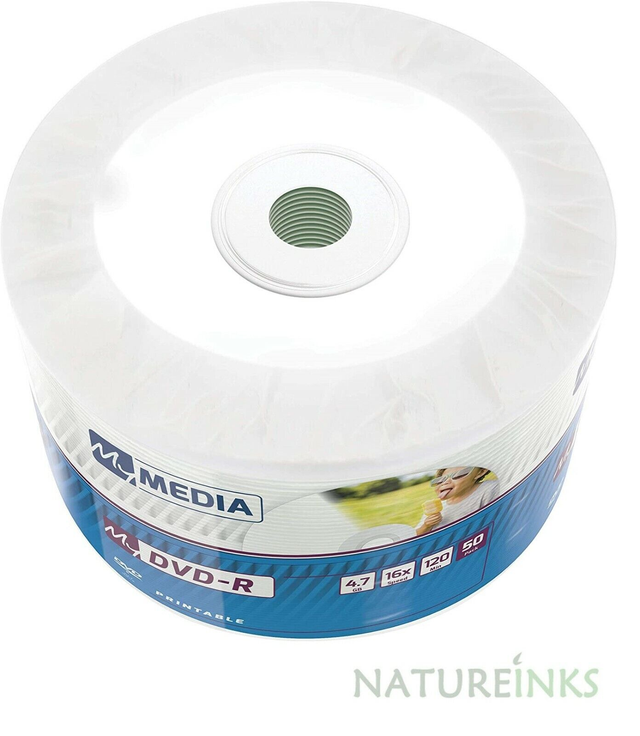 50 Mymedia Printable Blank DVD-R 16x Discs 4.7GB 120 minutes by Verbatim Corp