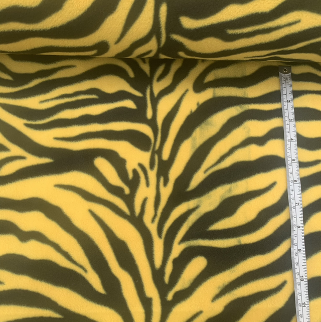 Yellow zebra print polyester fleece