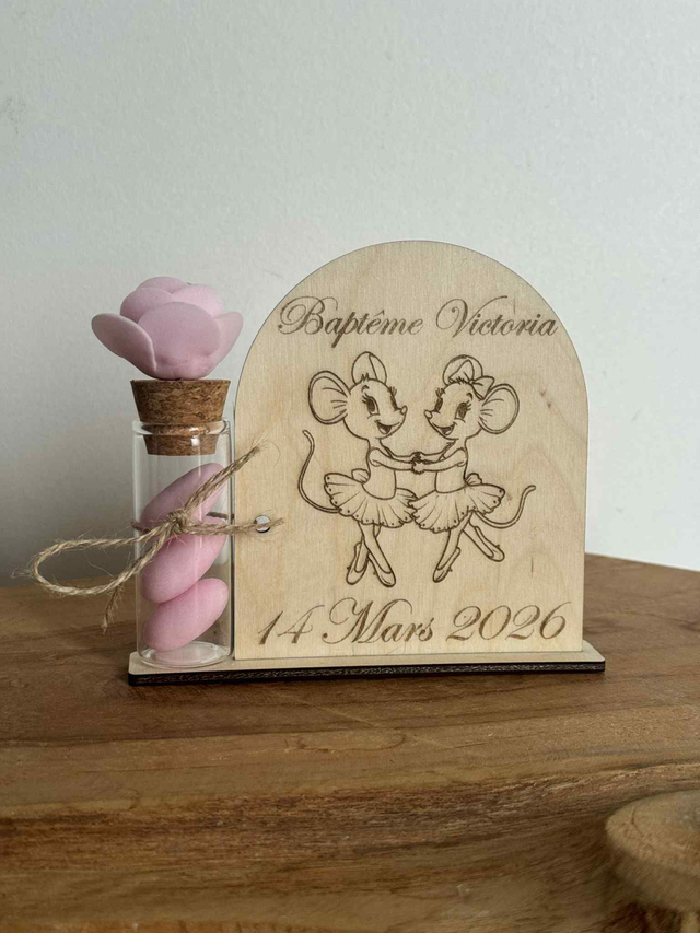 Support & Fiole à dragées thème Souris