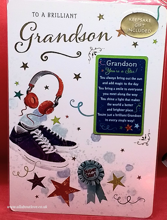 Grandson Birthday Card Beautiful Design Keepsake Card Included 