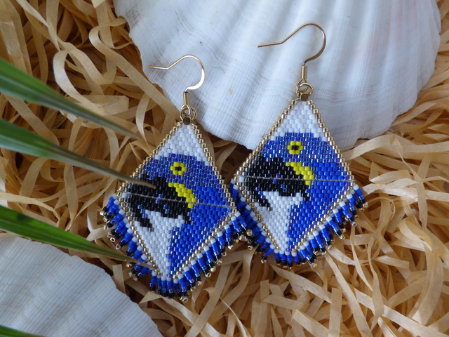 Boucles d'oreilles Ara bleu