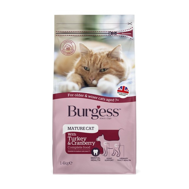 Burgess Turkey &amp; Cranberry Mature Cat Food 1.4kg