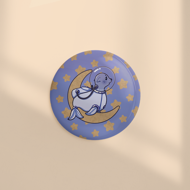 Badge effet kraft 44mm OTARIE LUNAIRE