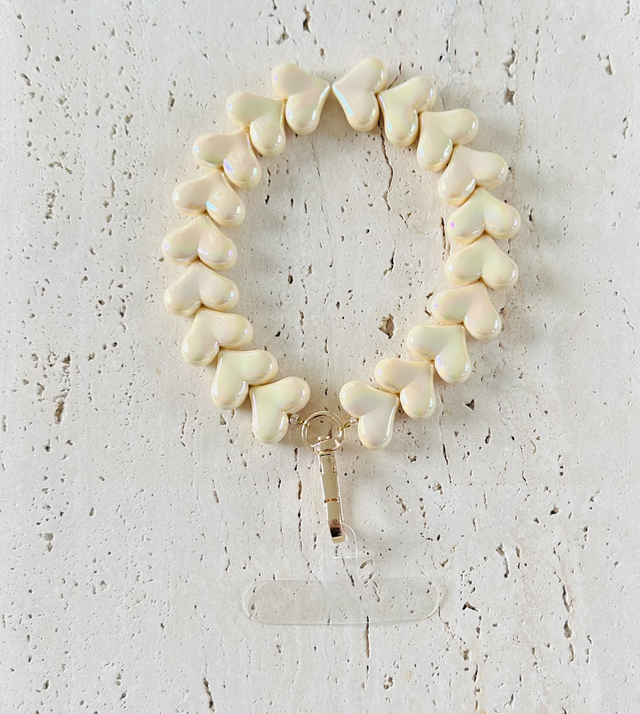 Hartjes Telefoonkoort beige holografisch 