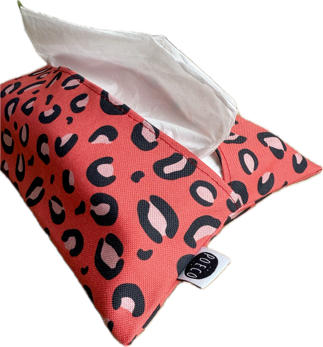 Pochette mouchoirs - LEOPARD ( rouge - rose)
