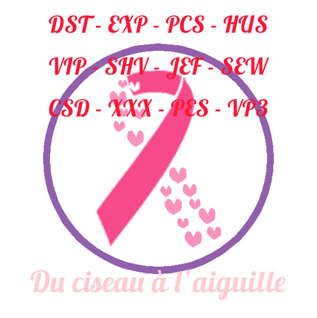 fichier broderie porte clefs ruban coeur - Cadre 10x10 / 12 Formats