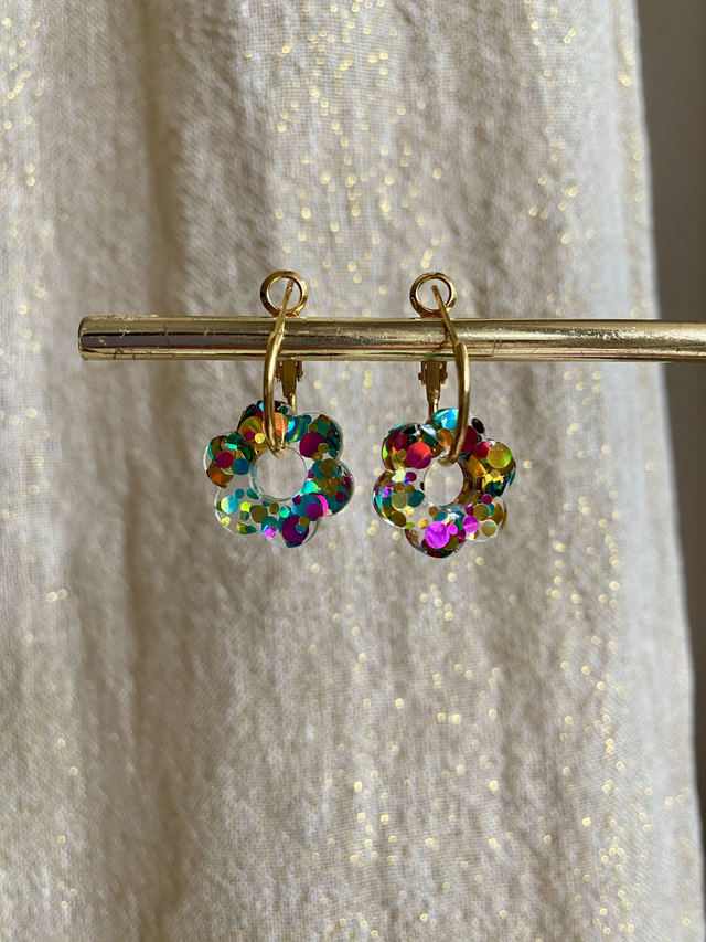 Créoles fleurs - rainbow