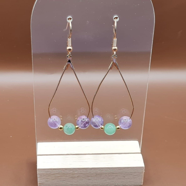 Crochets Améthyste - aventurine verte