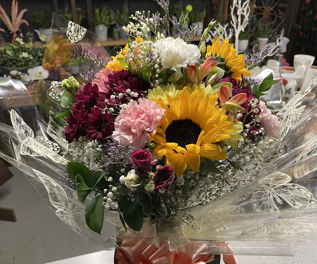 Fresh flower aqua hand tied bouquet 