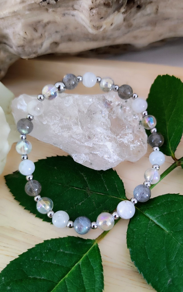 Bracelet "Pierre de Lumière et de Réconfort" Péristérite - Labradorite
