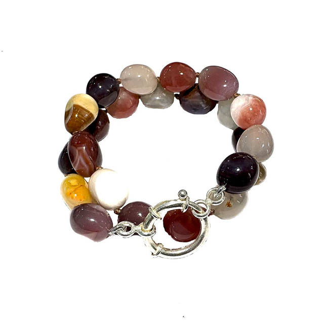 Bracciale a due giri in agata Botswana