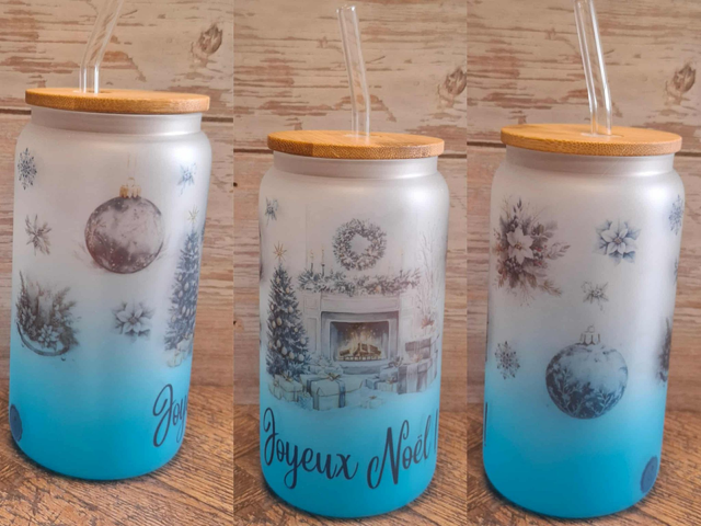 Verre givré noël en bleu