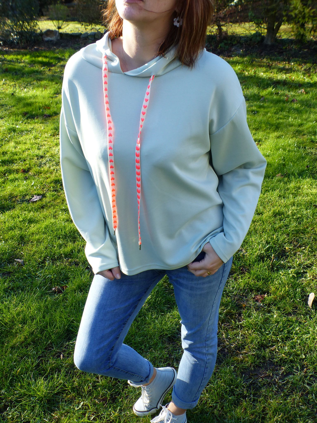 sweat uni capuche céladon