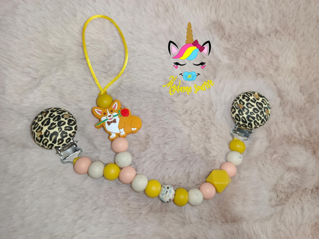 Attache doudou et tétine Chien