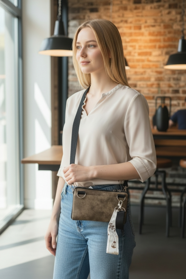 Pochette portefeuille Jacky simili marron