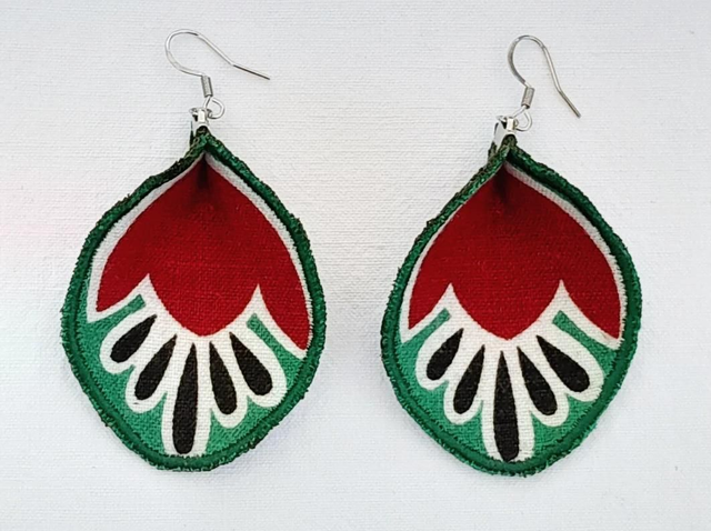 Boucles d&#039;oreilles ovales rouges/verts