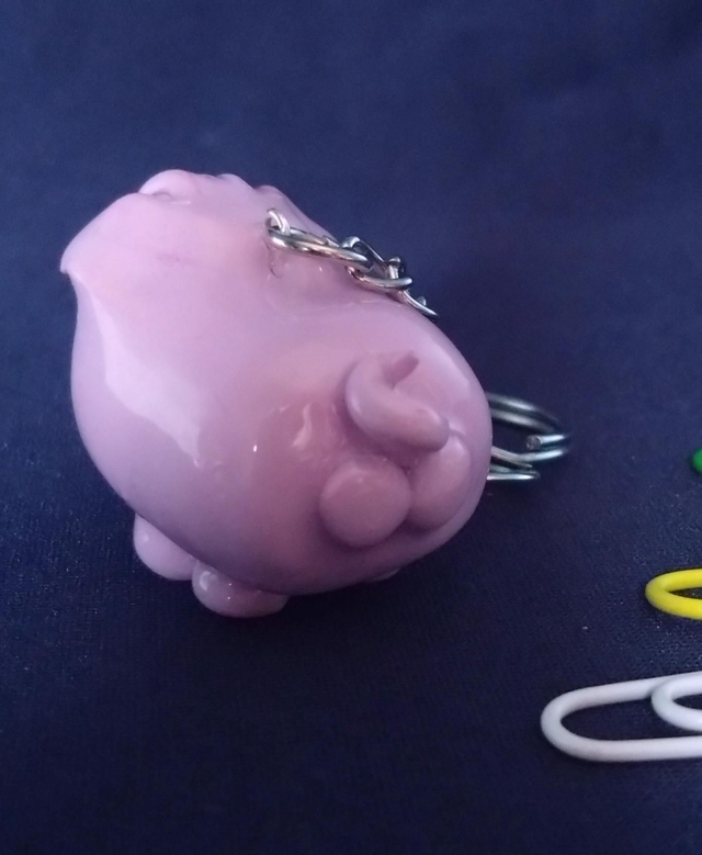 Pink pig clay charm