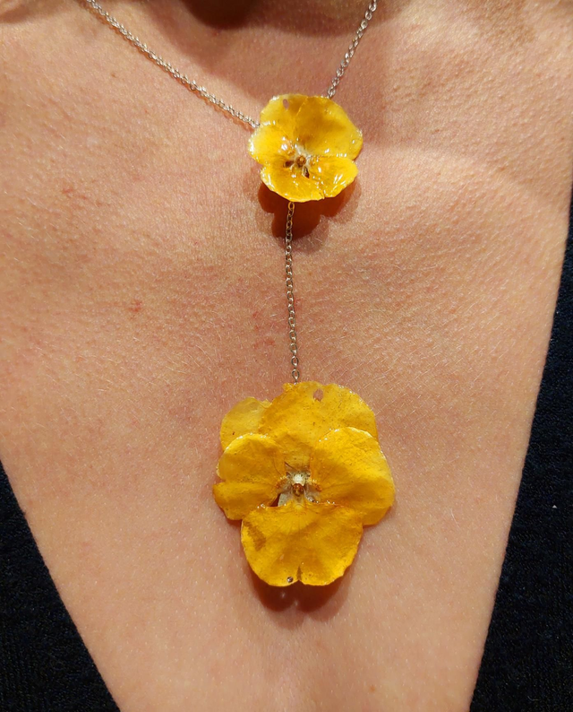 Collier 2 pensées Argenté