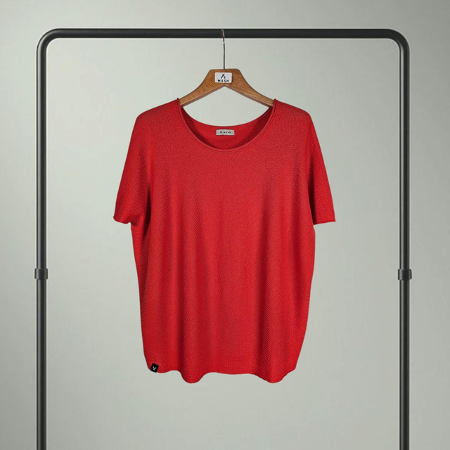 Weit geschnittener Kurzarmpullover "Alena" mit überschnittener Schulter