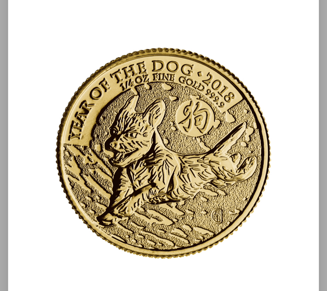 UK 1/4 oz Gold Lunar Dog Coin