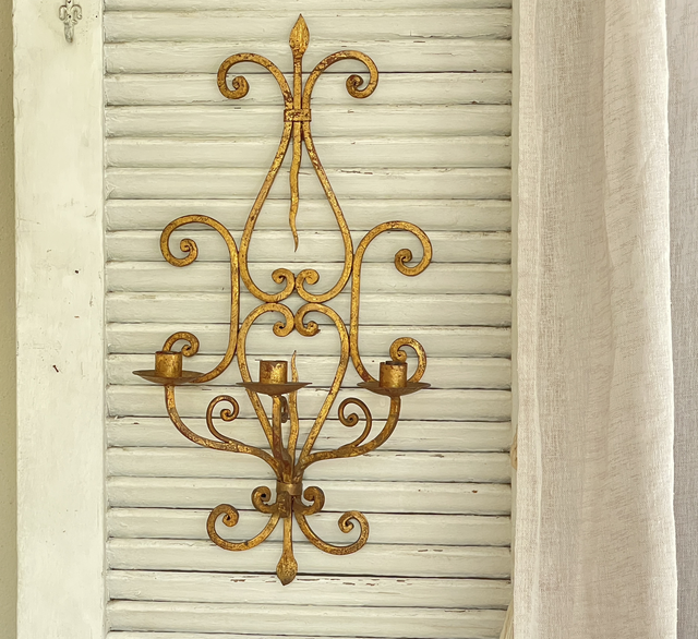 Schmiedearbeit Wand Kerzenhalter Feuervergoldet