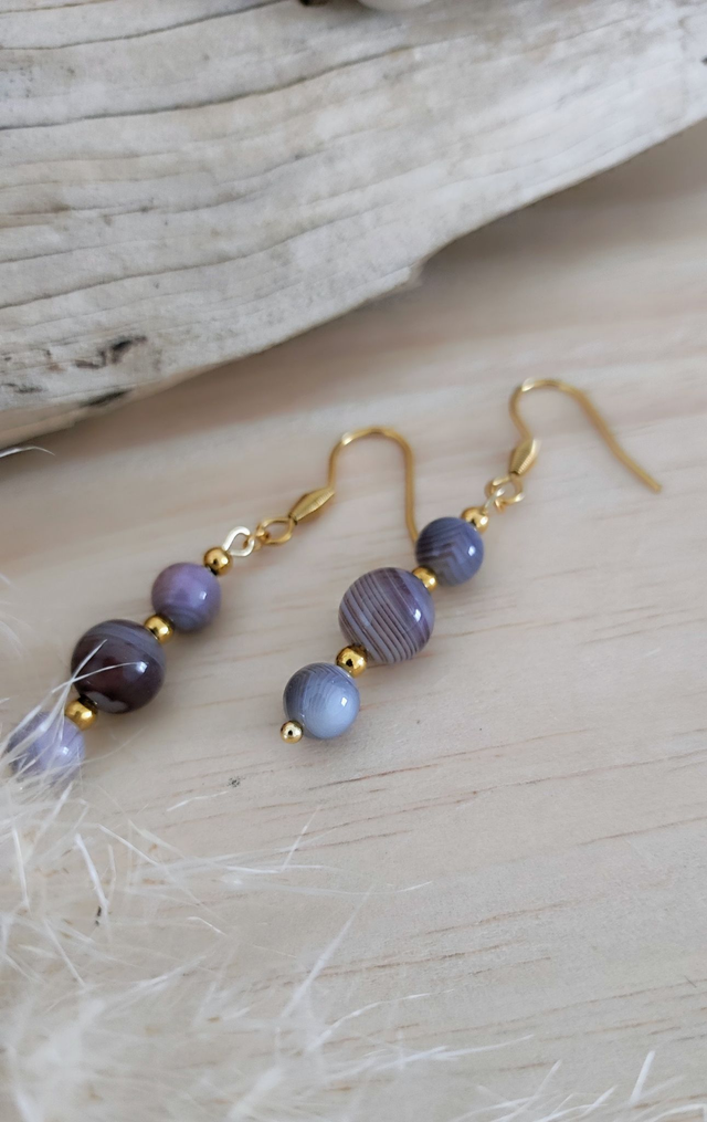 Boucles d'oreilles Agate de Botswana