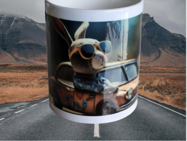 Mug lapin fou du volant Pâques
