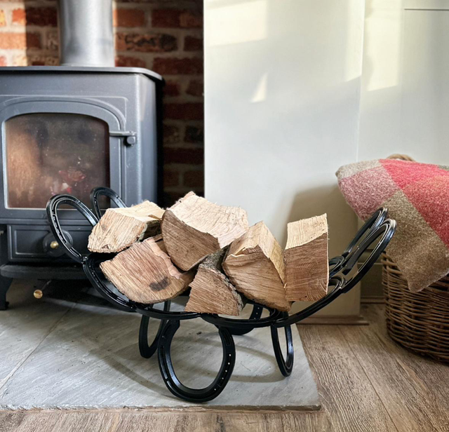 Log Holder Made from Iron / Steel Horseshoes