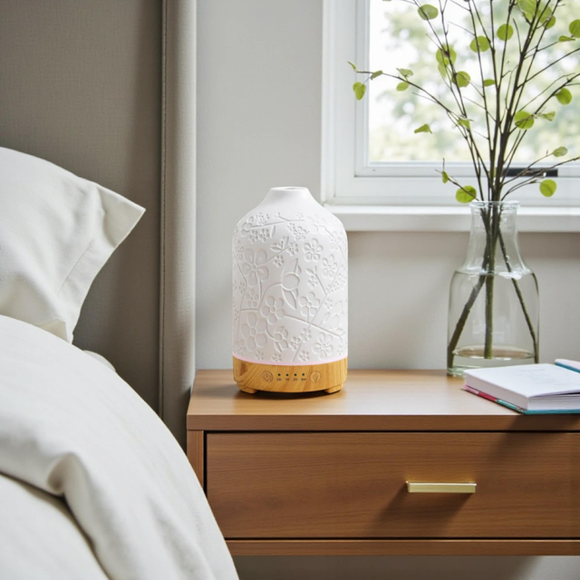 Cherry Blossom Ceramic/Wood Effect Electric Mist Diffuser