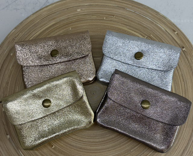 Italian Leather Metallic Coin Purse