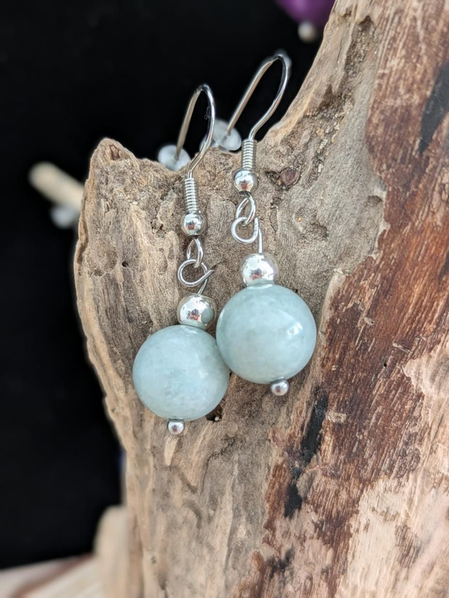 Boucles d'oreilles Jade de Birmanie argent S925 