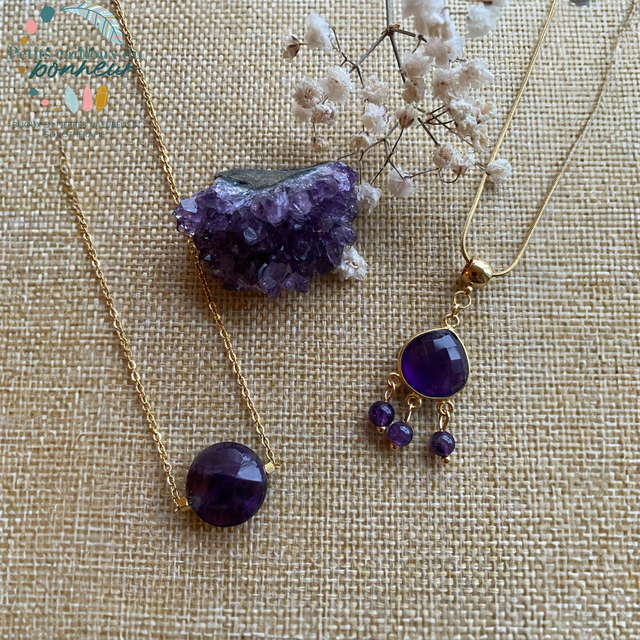 Collier en améthyste facettée 