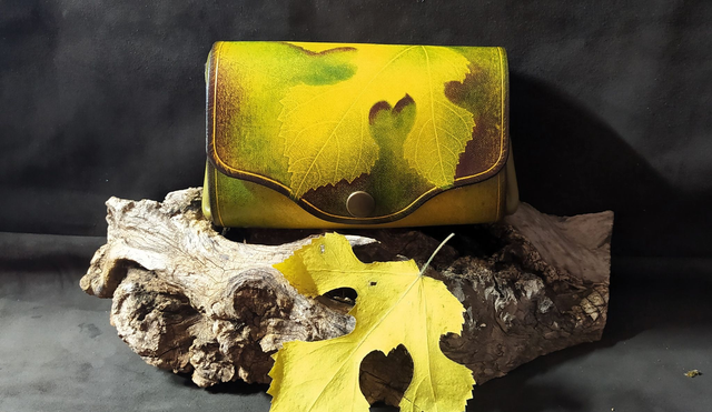 Porte Monnaie Soufflet- Feuille de figuier