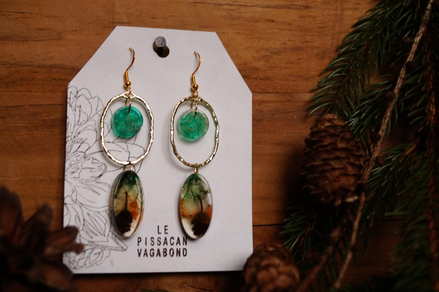 Boucles d'oreilles - Les givrées - Vert foncé