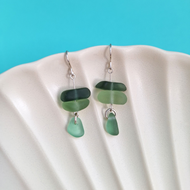 Sirène - boucles d'oreilles de plage en argent (plusieurs couleurs disponibles)