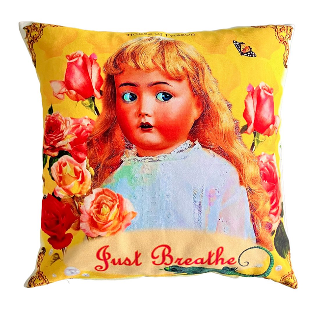 “Just Breathe” Cushion Cover by House of Frisson