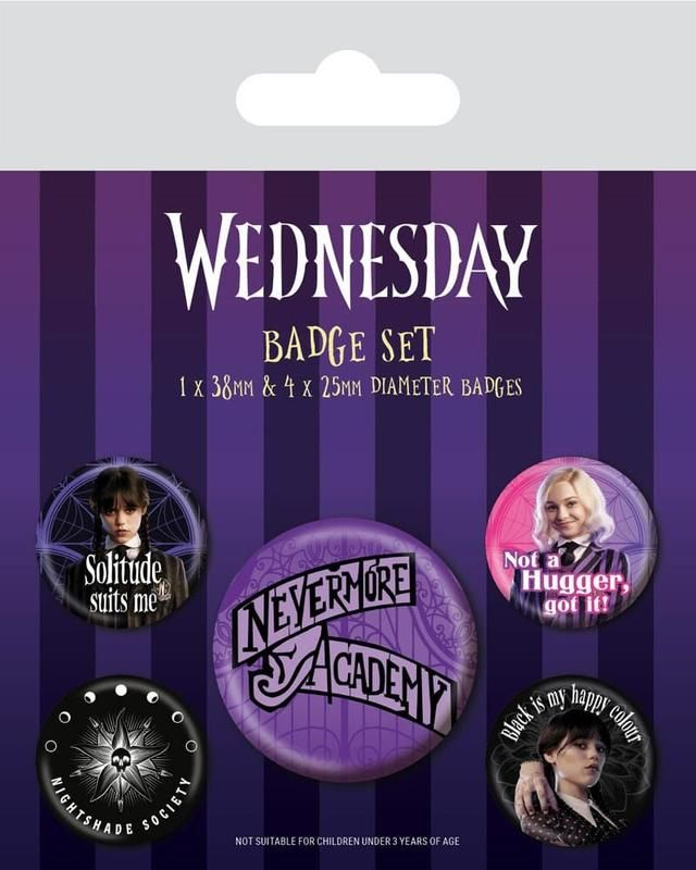 Wednesday Set 4 Badges Nevermore Academy